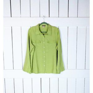 Vintage 90s Tommy Bahama linen tunic button down shirt/cotton linen top/light gr